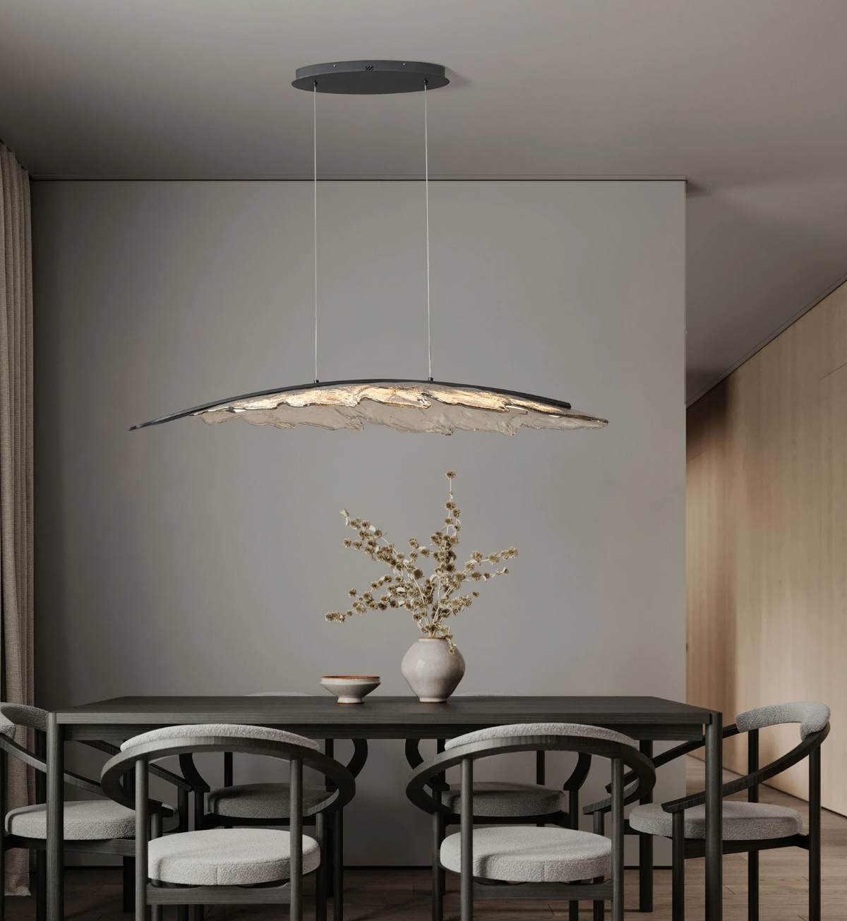 JAY Mocha Glass & Anthracite Steel Large Suspension Light - ID 15059