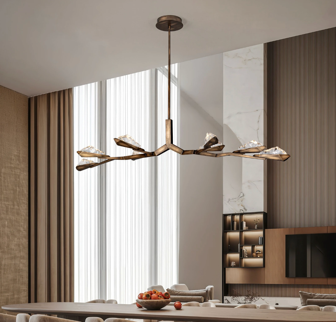 Tera Decorative Antique Brass Large Suspension Light - ID 15062