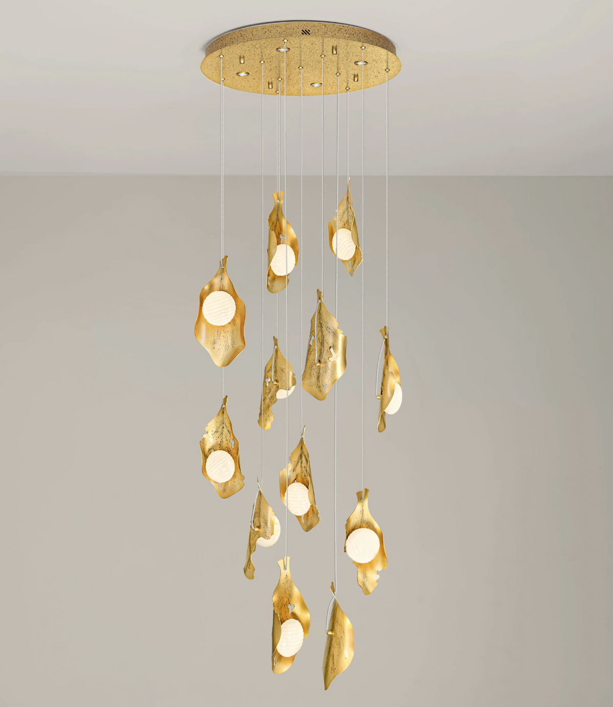 Rola Gold Steel & Opal Decorative 12 Light Multi Pendant - ID 15076