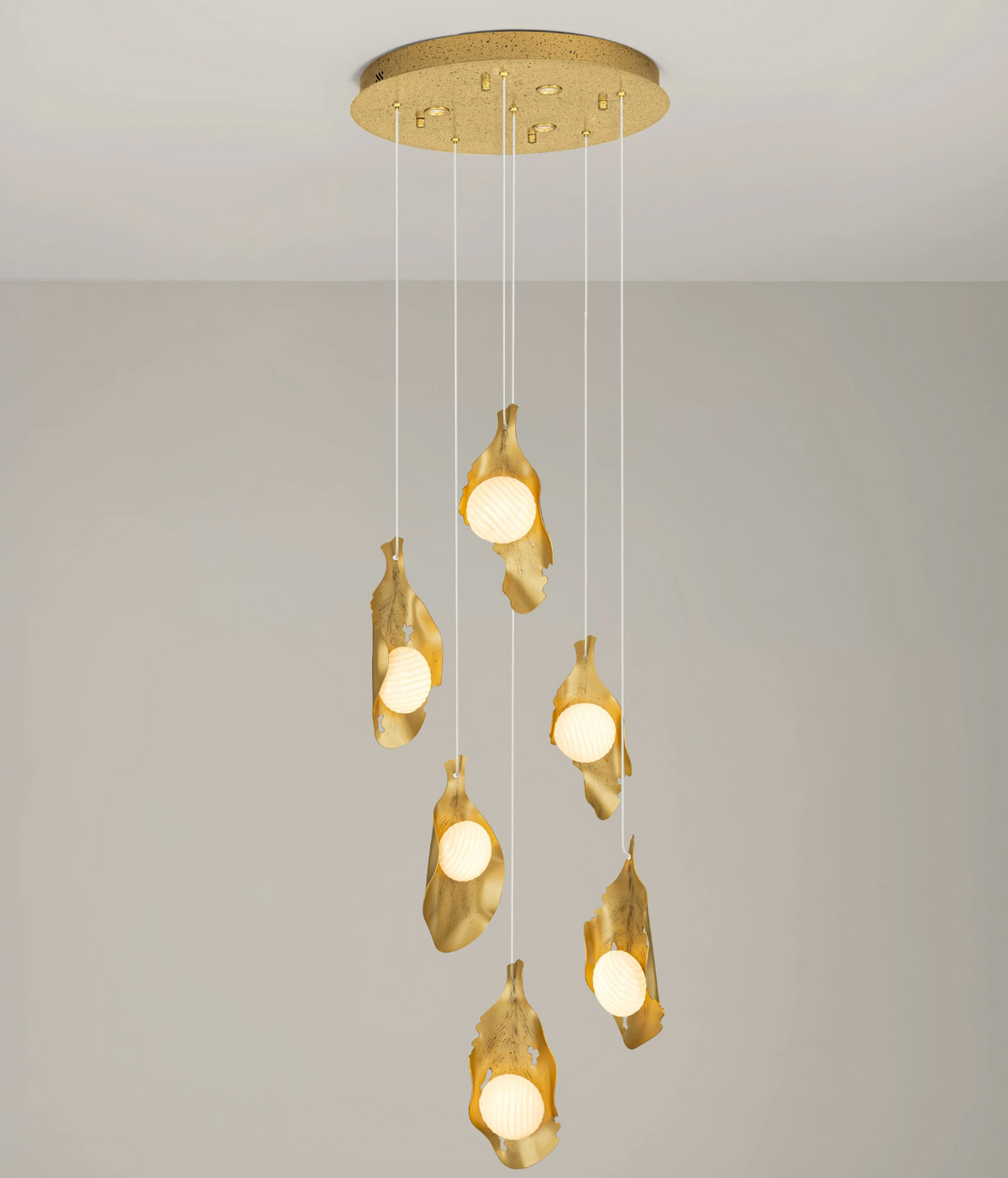 Rola Gold Steel & Opal Decorative 6 Light Multi Pendant - ID 15075