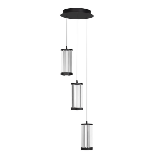 Doce Black and Clear Glass 3 Light Multi Pendant - ID 15078