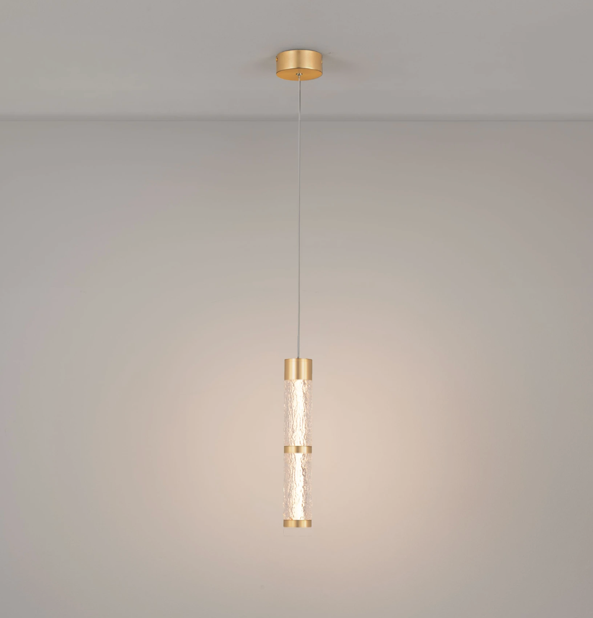 Coro Gold & Textured Glass Single Pendant - ID 15098