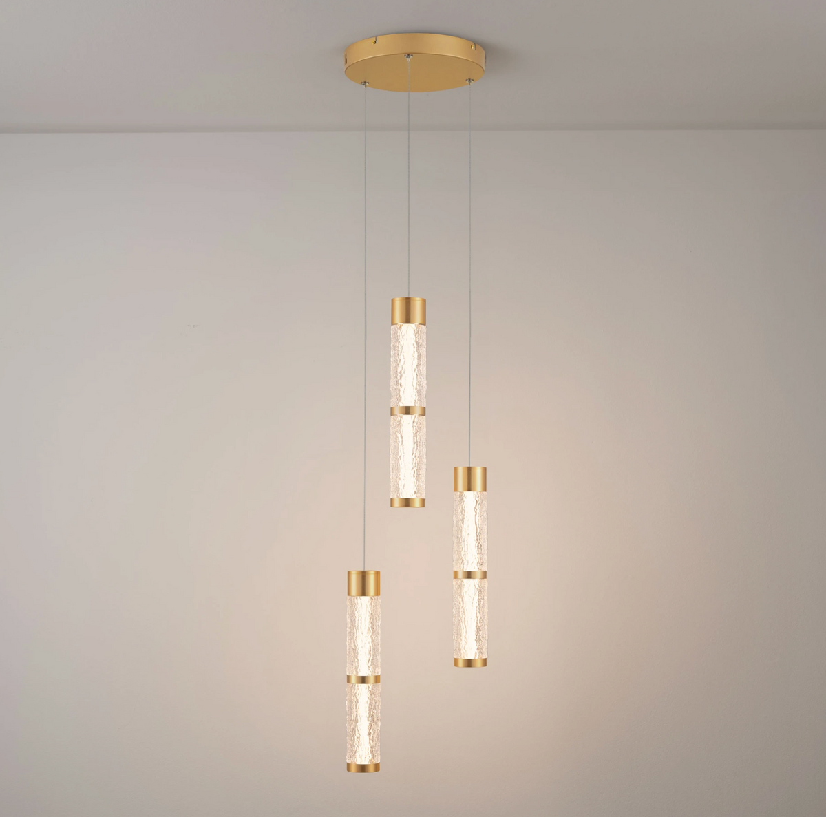 Coro Gold & Textured Glass 3 Light Round Pendant - ID 15099