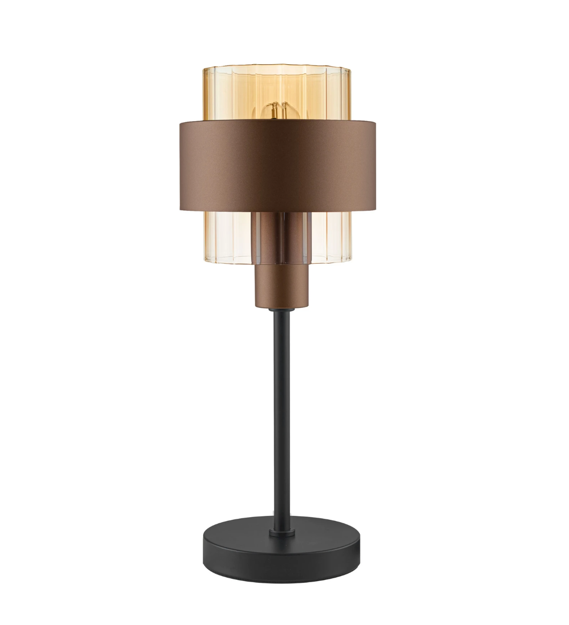 ENA Coffee & Ribbed Amber Glass Table Lamp - ID 15103