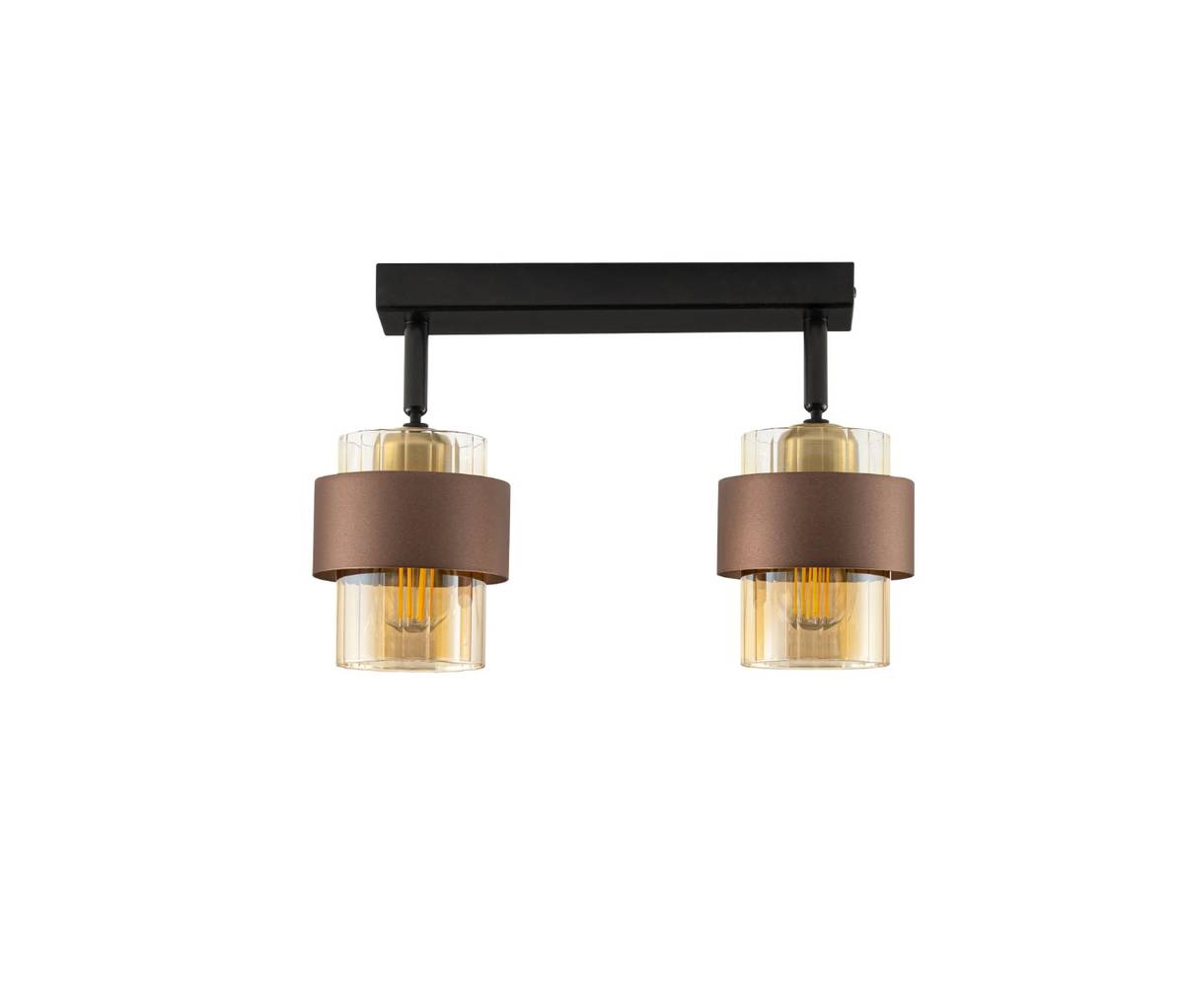 ENA Coffee & Ribbed Amber Glass 2lt Bar Ceiling Light - ID 15105