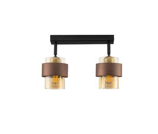 ENA Coffee & Ribbed Amber Glass 2lt Bar Ceiling Light - ID 15105