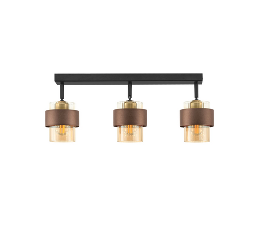 ENA Coffee & Ribbed Amber Glass 3lt Bar Ceiling Light - ID 15106