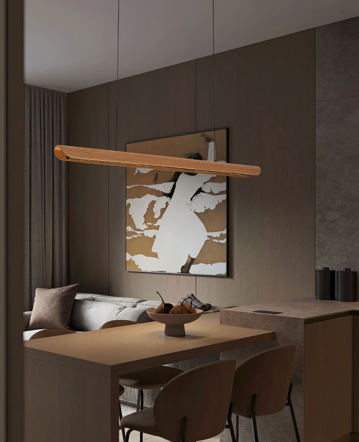 Barne Oak Wood Linear Bar Pendant - ID 15114