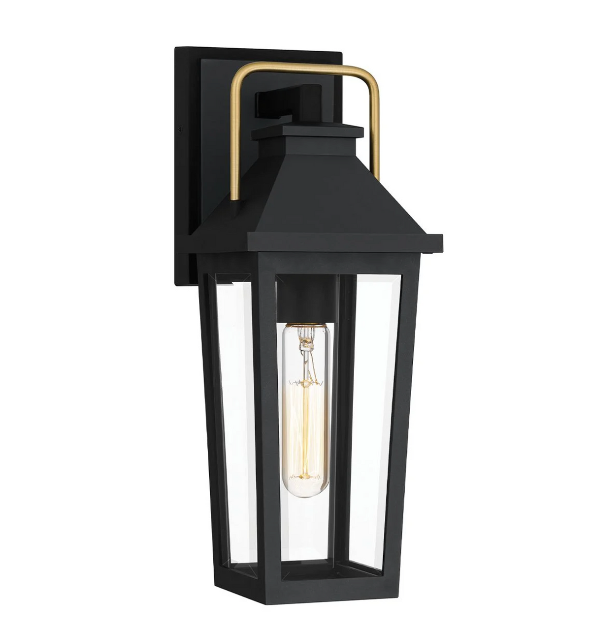 BLAS Black & Brass Small Coastal Exterior Wall Lantern - ID 15151