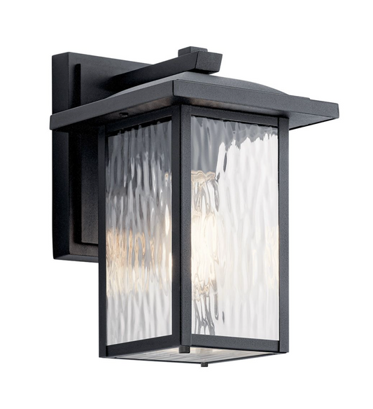 PANA Textured Glass & Black Small Exterior Wall Lantern - ID 15153