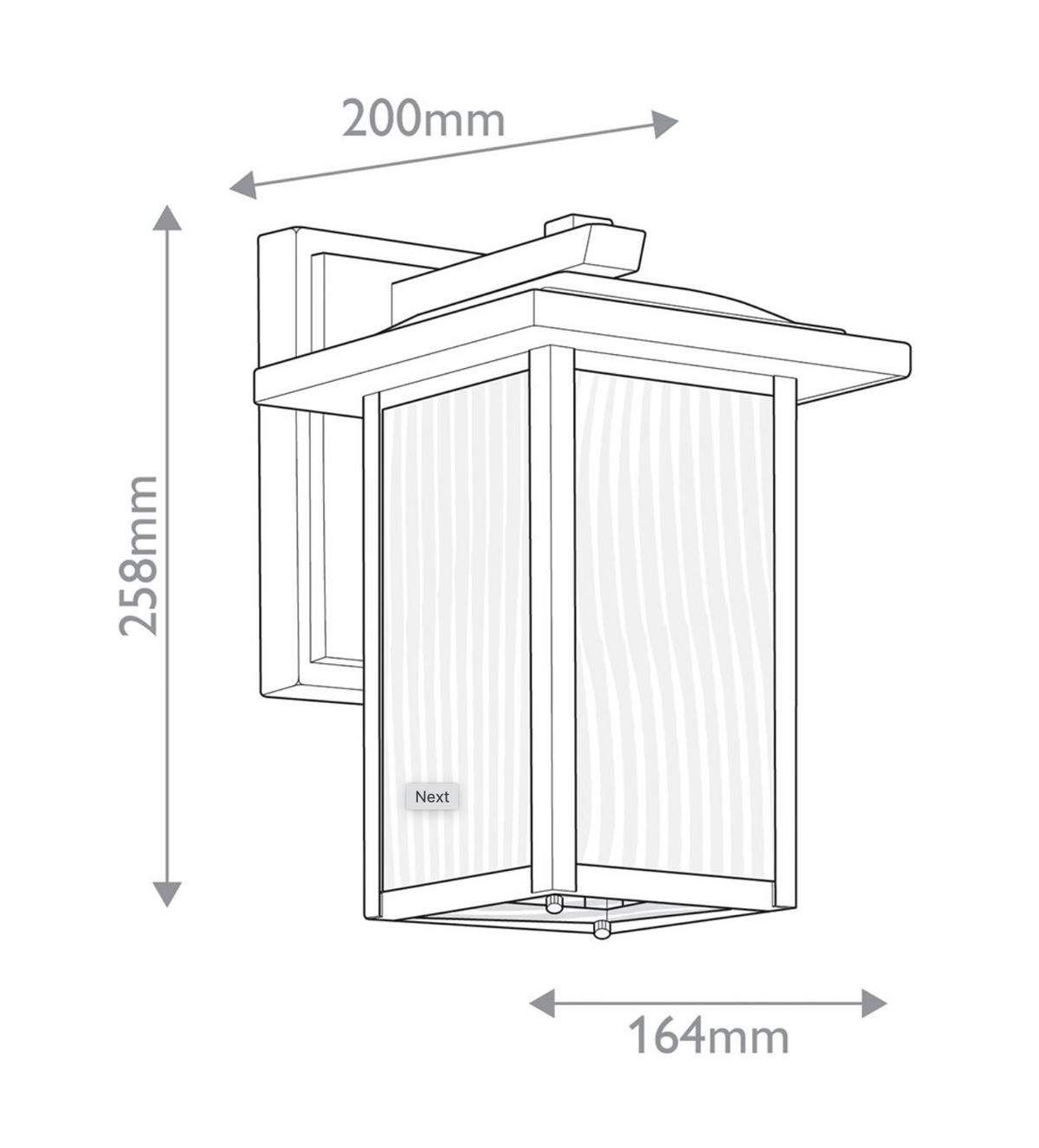 PANA Textured Glass & Black Small Exterior Wall Lantern - ID 15153