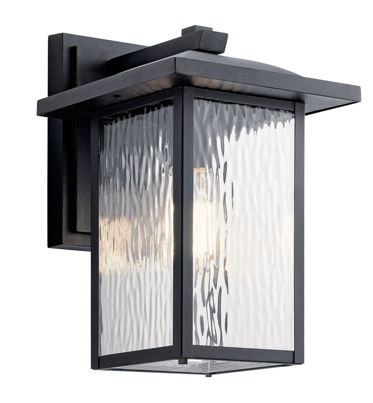 PANA Textured Glass & Black Medium Exterior Wall Lantern - ID 15154