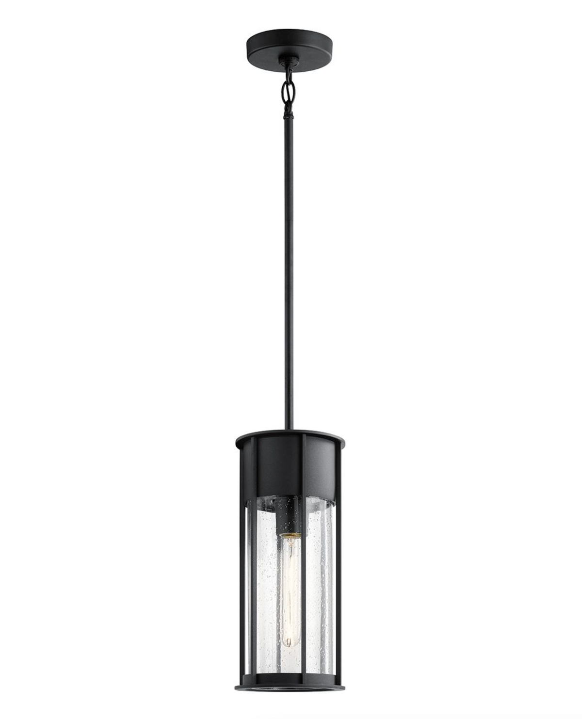 Malli Seeded Glass Black Exterior Pendant - ID 15156
