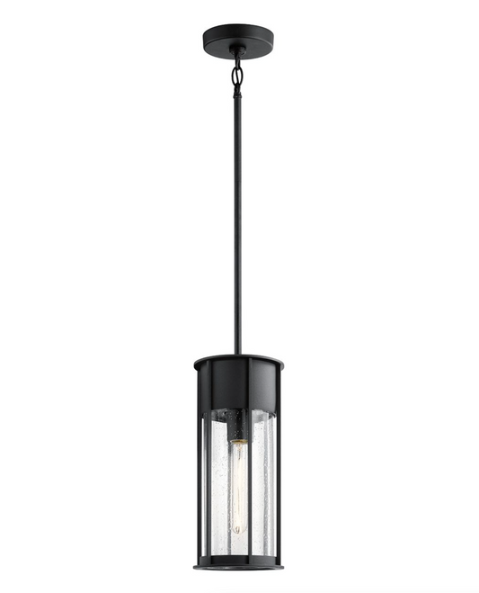 Malli Seeded Glass Black Exterior Pendant - ID 15156