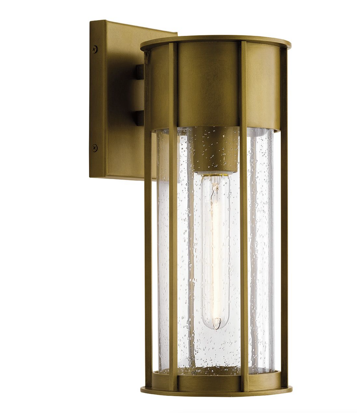 Malli Seeded Glass Brass Exterior Wall Lantern - ID 15157