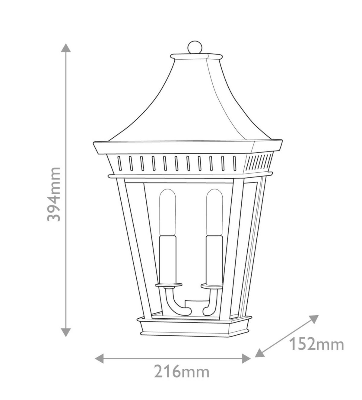 Apell Black Exterior Half Wall Lantern - ID 15159