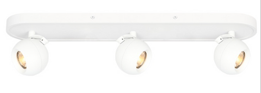 Matt White 3x GU10 Spherical Spot Light