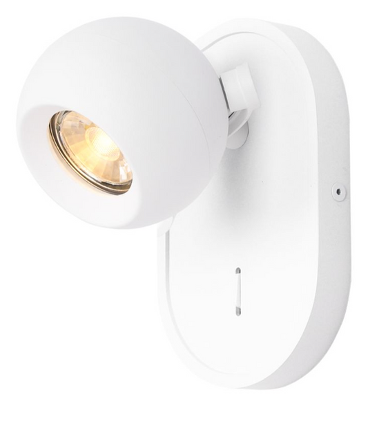 Matt White 1x GU10 Spherical Spot Light With Switch