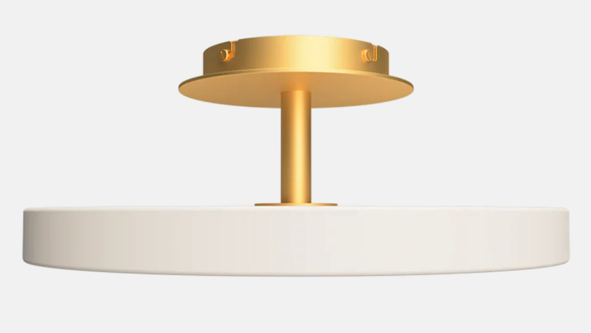 AST Medium Semi-Flush Disc in Pearl White & Brass - ID 13531