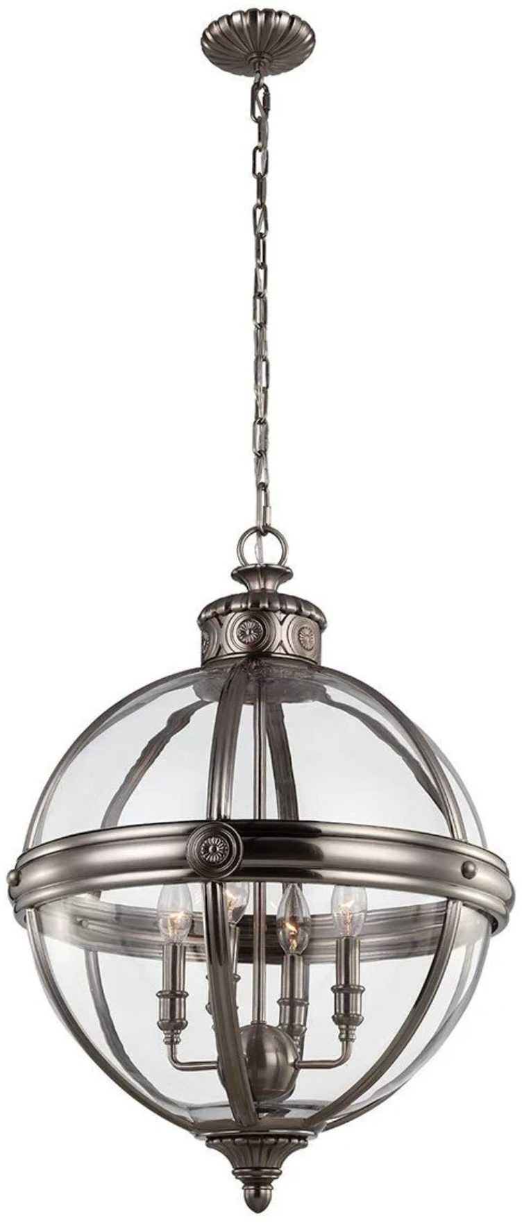 Acton Antique Nickel Victorian Orb 4 Light Pendant - ID 7373