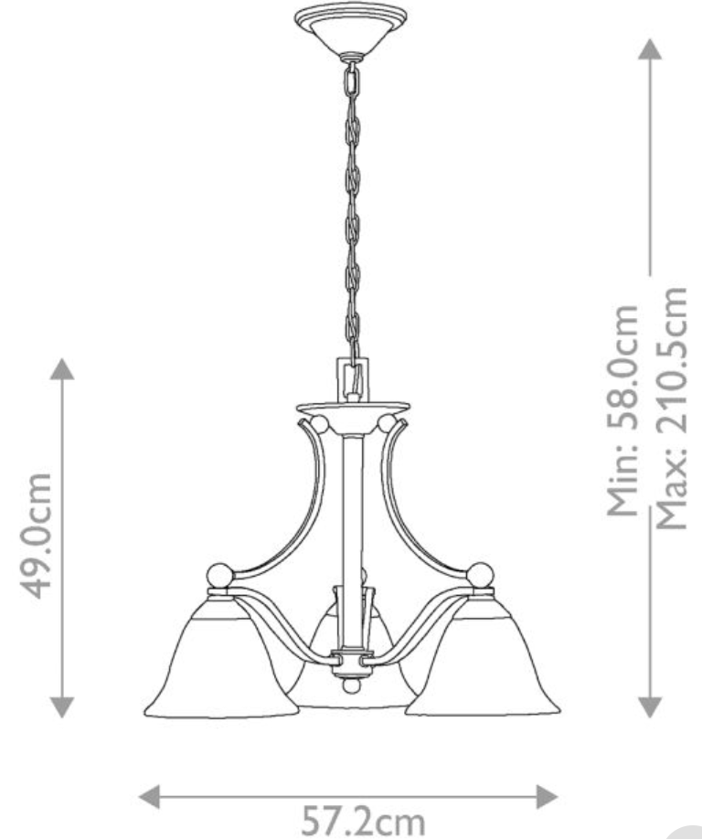 Bond Brushed Nickel 3 Lamp Chandelier - ID 6094