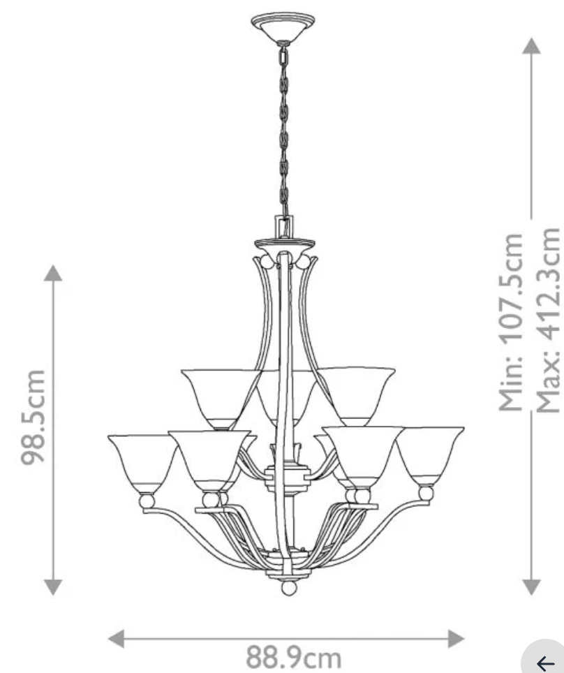 Bond Brushed Nickel 9 Light Chandelier - ID 6093