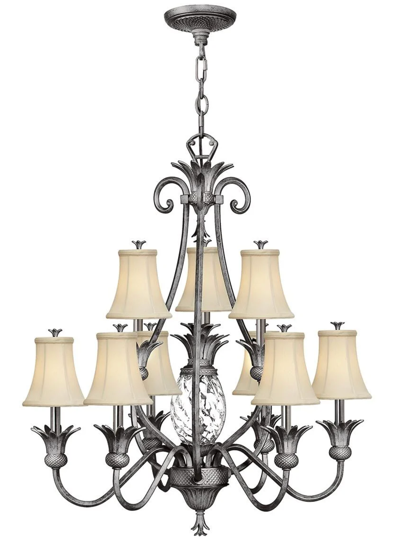 Botanical Antique Nickel 10 Light Chandelier - ID 7157