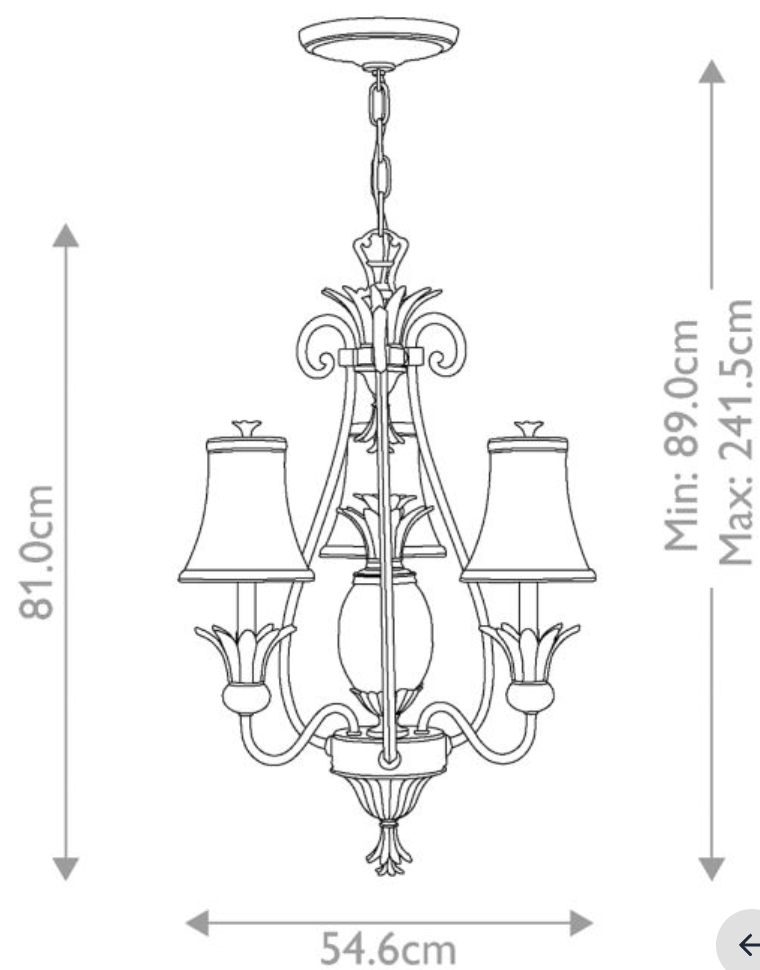 Botanical Antique Nickel 3 Lamp Chandelier - ID 7161