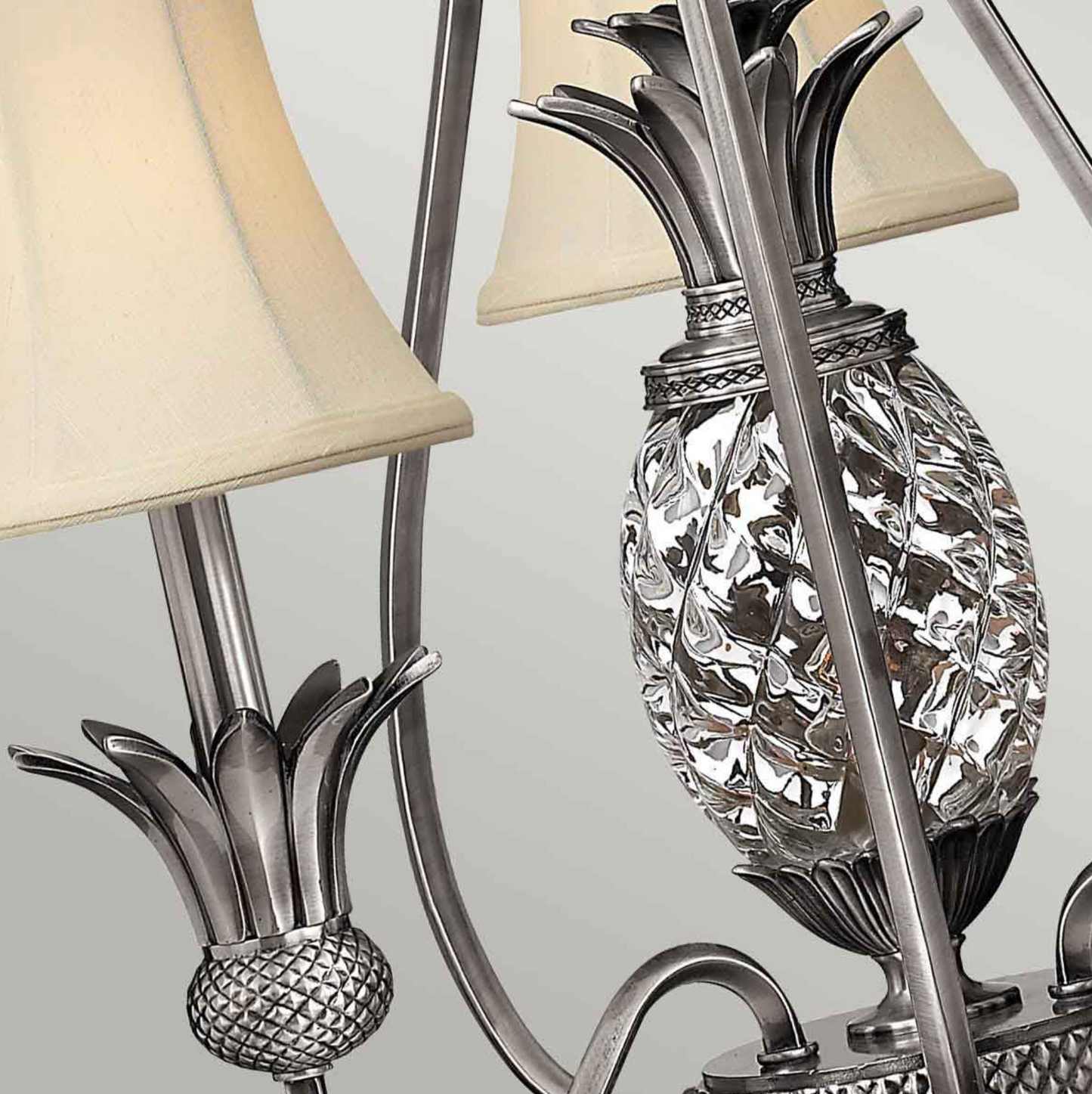 Botanical Antique Nickel 3 Lamp Chandelier - ID 7161