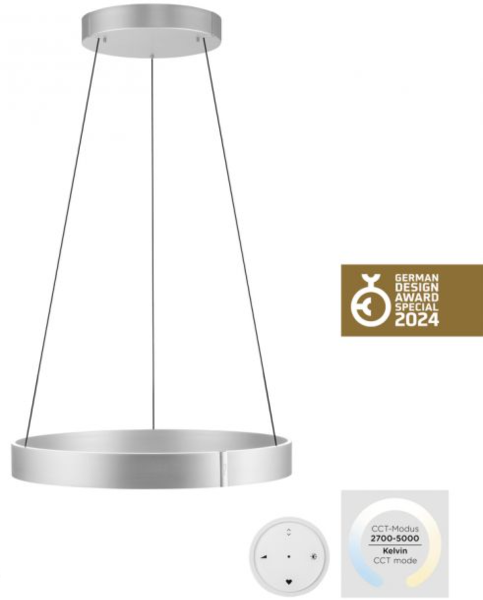Eclip 70cm Satin Aluminium Height Adjustable LED Up+Downlight Ring - ID 13677