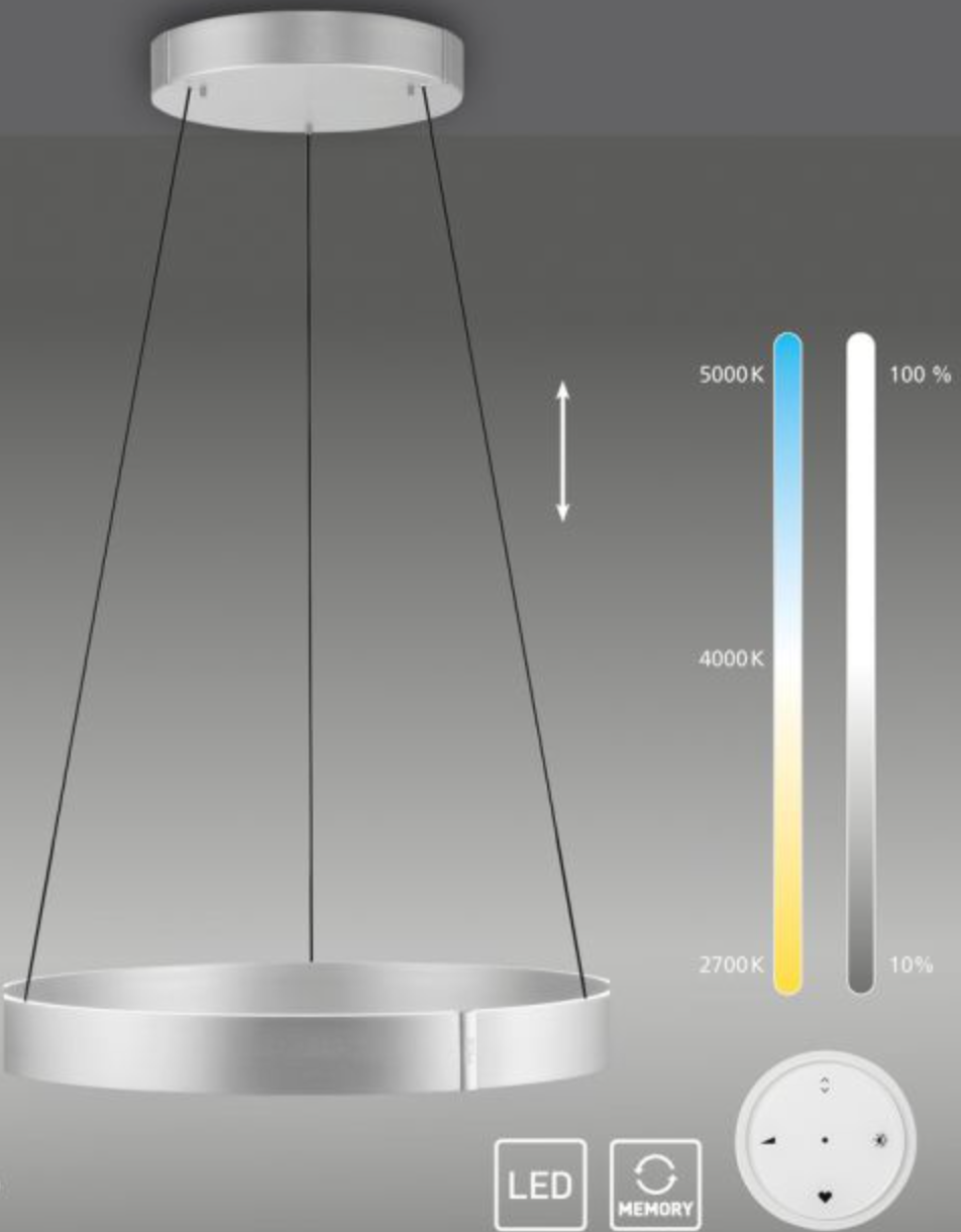Eclip 70cm Satin Aluminium Height Adjustable LED Up+Downlight Ring - ID 13677