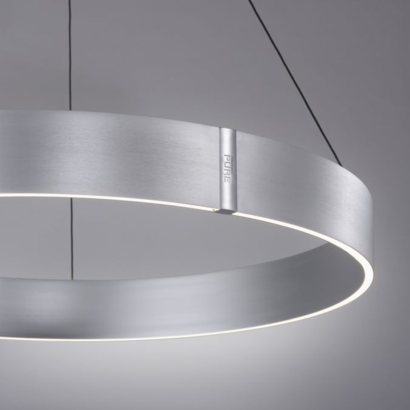 PNL Eclip Satin Aluminium Height Adjustable LED Up+Downlight Ring Pendant - ID 13677