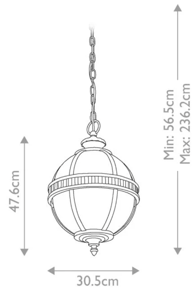 GLO Victorian Style Globe Outdoor IP44 Pendant - ID 8764