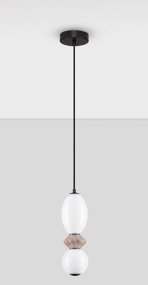 NL Pallin Mocha Ceramic & Opal Glass Pendant - ID 13848