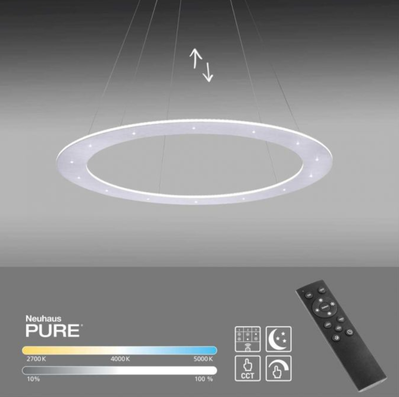 Cosmic 75cm Brushed Aluminium LED Up+Downlight Ring - ID 13936