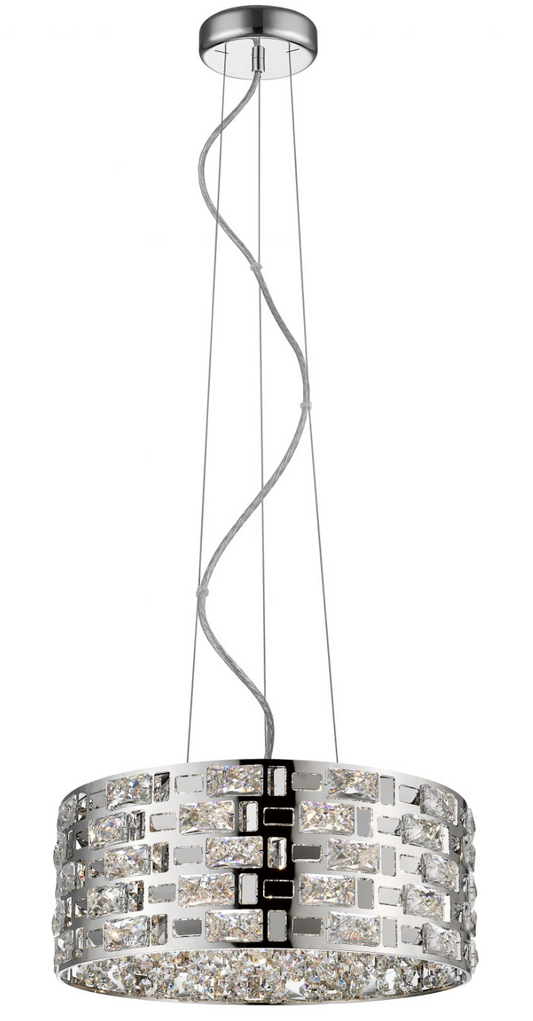 DIR C&C Chrome & Crystal Six Lamp Large Suspension Pendant - ID 8467