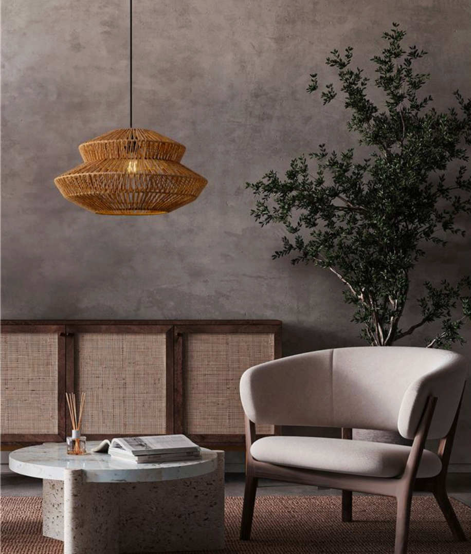 NL ID 14060 rope mesh pendant natural finish small