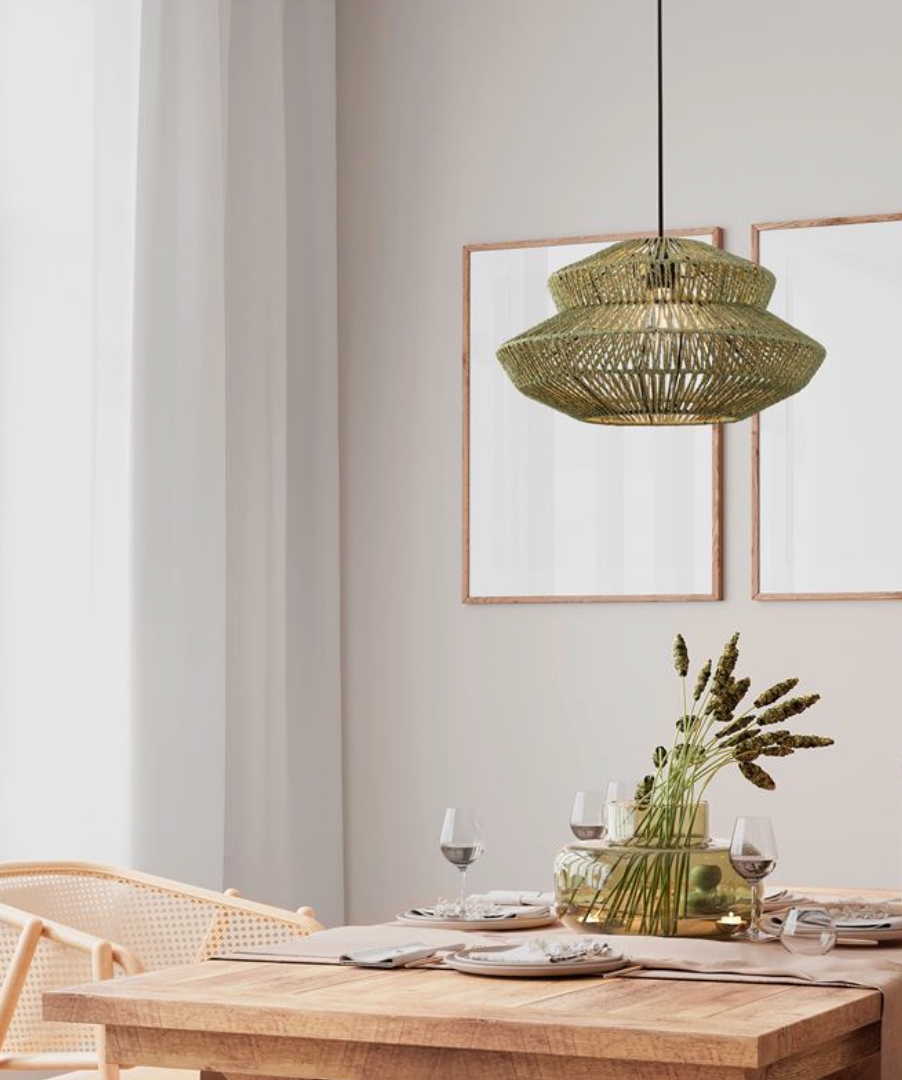 NL ID 14063 rope mesh pendant green finish small