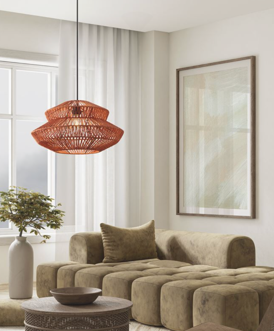 NL ID 14064 rope mesh pendant orange finish small