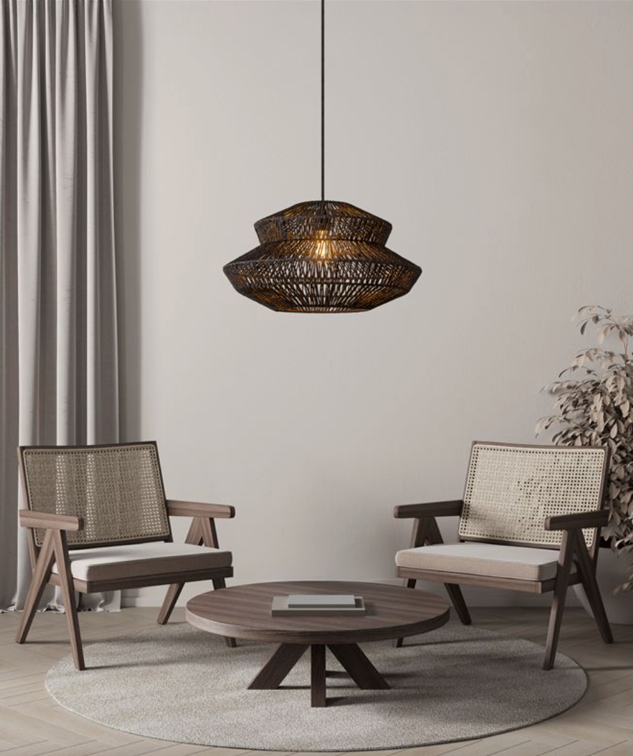 NL ID 14065 rope mesh pendant black finish small