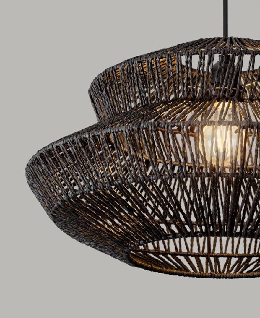 NL ID 14065 rope mesh pendant black finish small