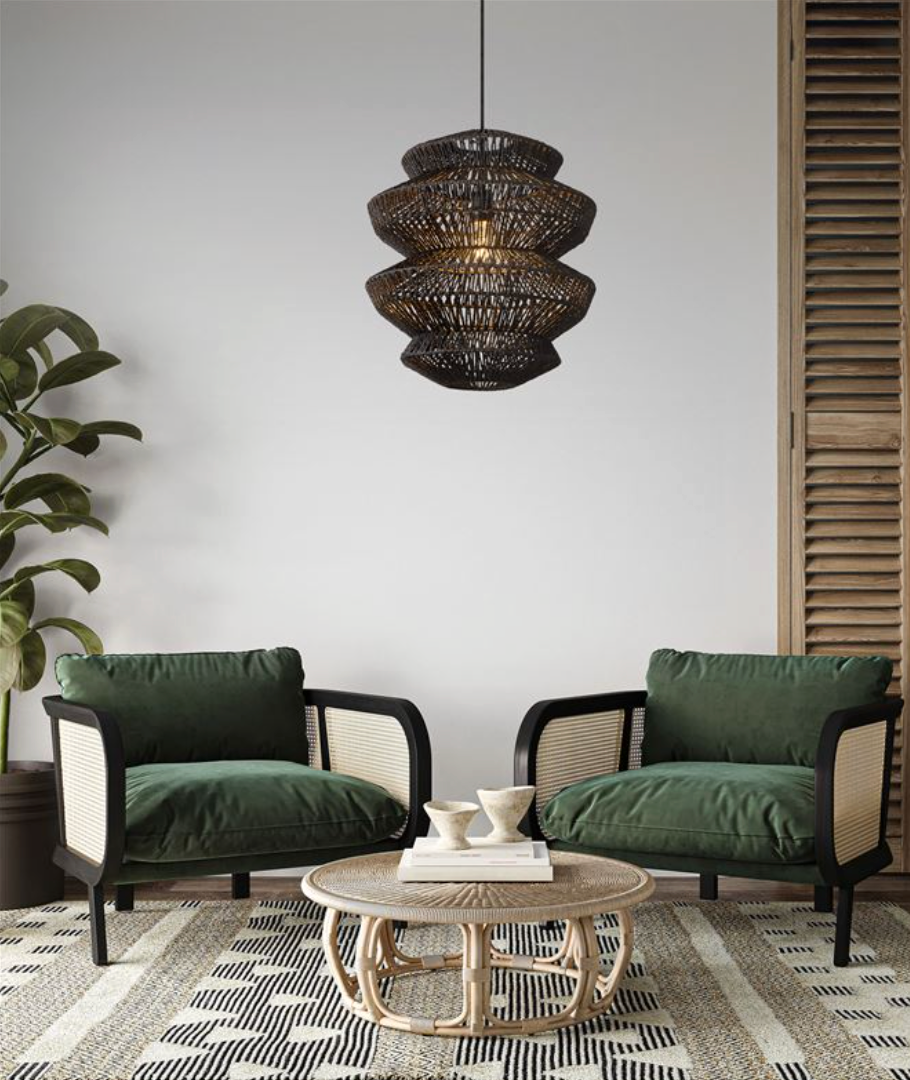 NL ID 14067 rope mesh pendant black finish medium