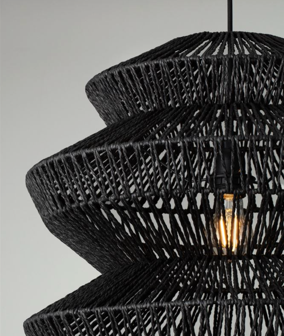 NL ID 14068 rope mesh pendant black finish large