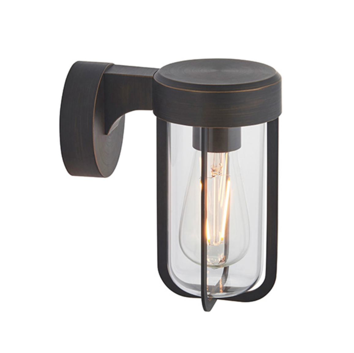 Die Cast IP44 Wall Light Brushed Bronze Clear Glass - ID 11076