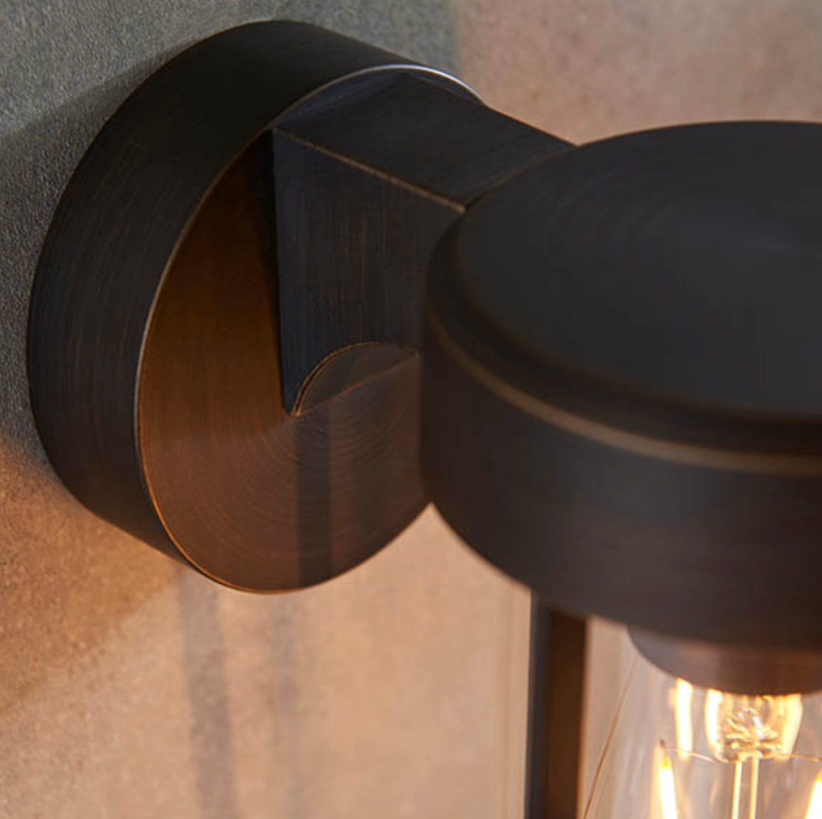 Die Cast IP44 Wall Light Brushed Bronze Clear Glass - ID 11076