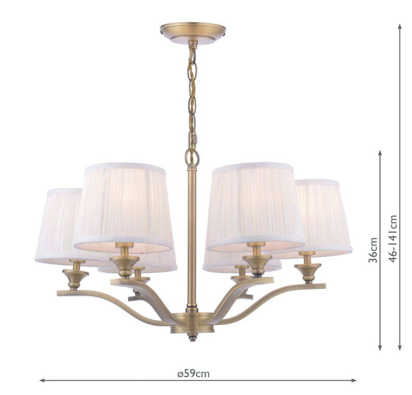 Laura Ashley - Hemsley 6 Light Armed Pendant Matt Antique Brass With Shade - ID 13603