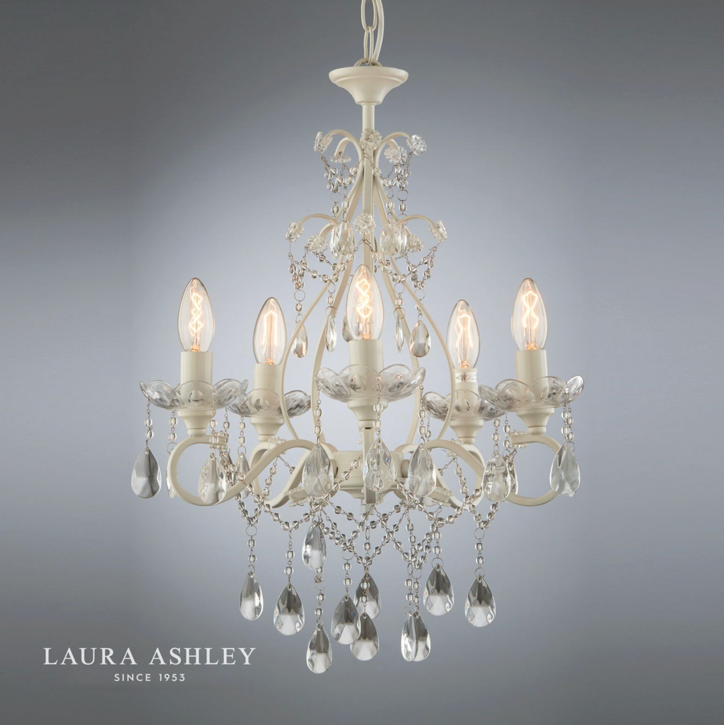 Laura Ashley Shamley 5lt Chandelier Matt White Glass - 13407