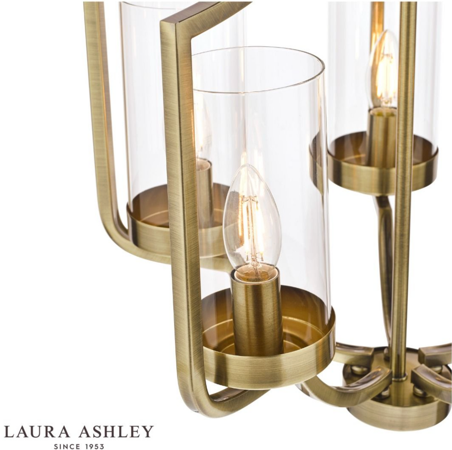 Laura Ashley Joseph 5lt Chandelier Antique Brass Glass - 13406