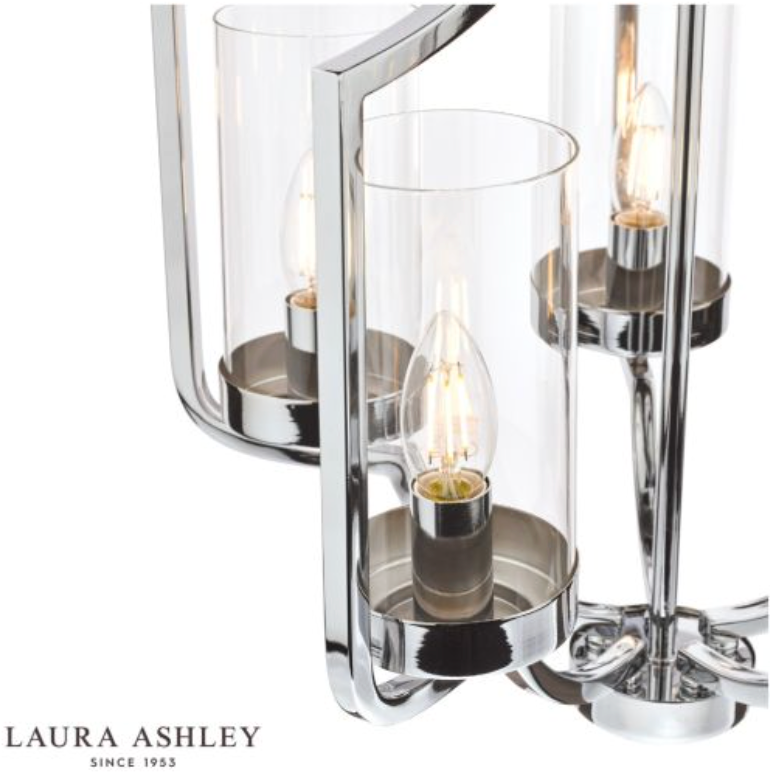 Laura Ashley Joseph 5lt Chandelier Polished Chrome Glass - 13405