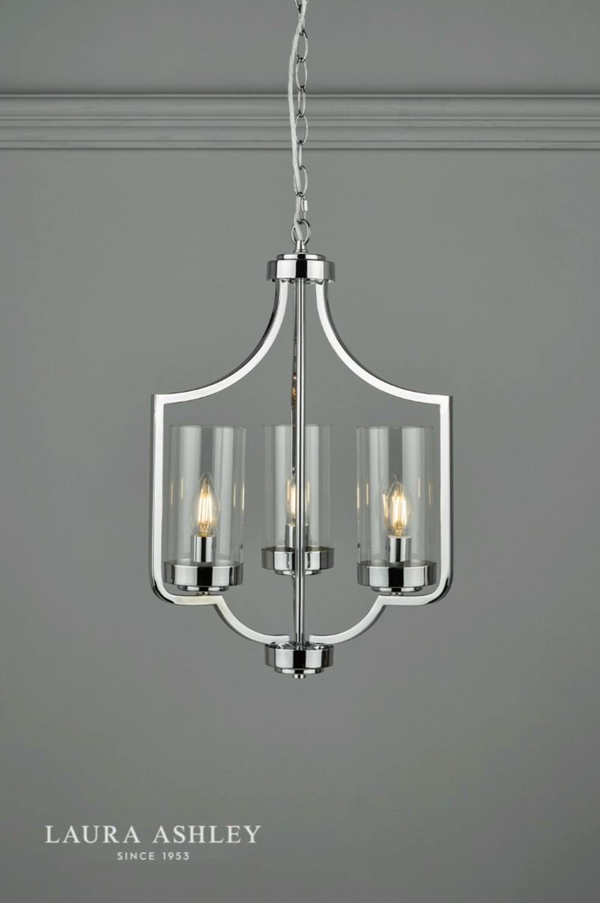 Laura Ashley Joseph 3lt Chandelier Polished Chrome Glass - 13404